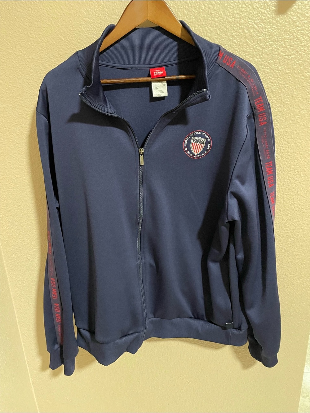 United States Olympic Team Apparel Navy Track Jacket with Red Accent Bomber